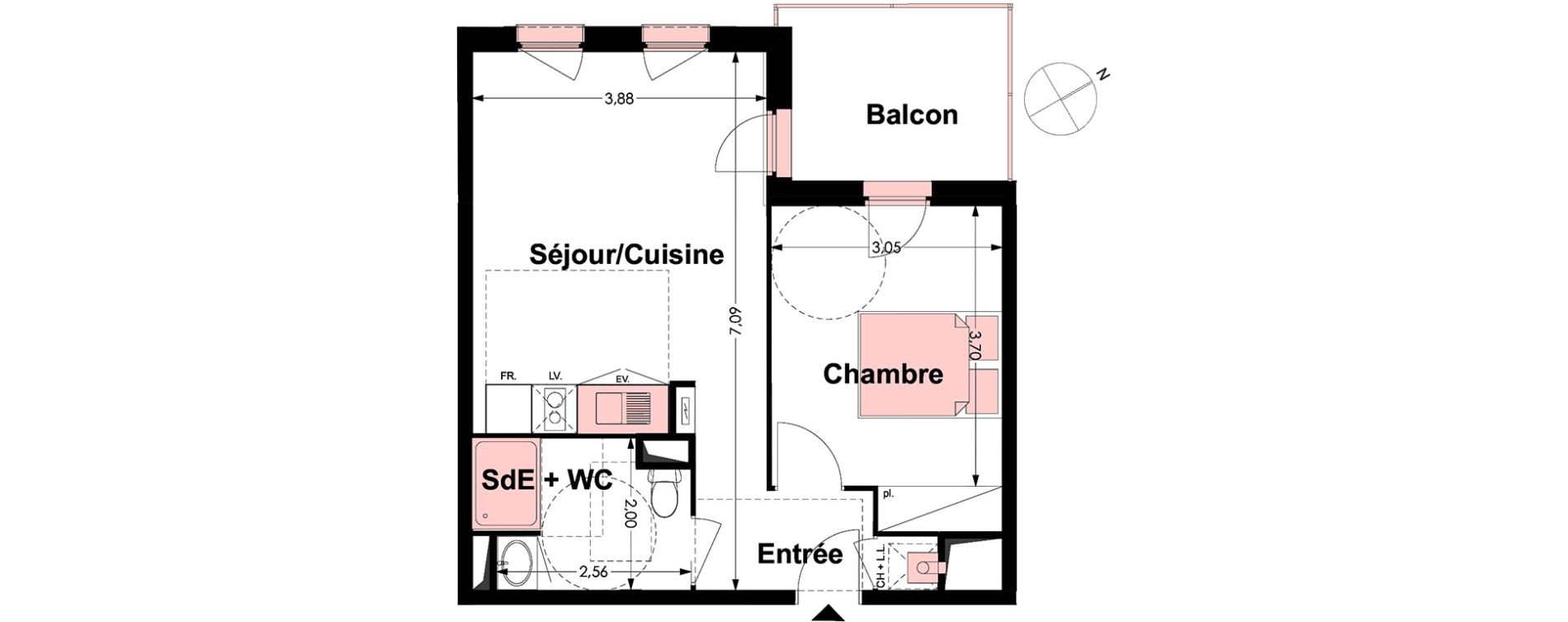 Appartement T2 de 41,11 m2 &agrave; Labarthe-Sur-L&egrave;ze Centre