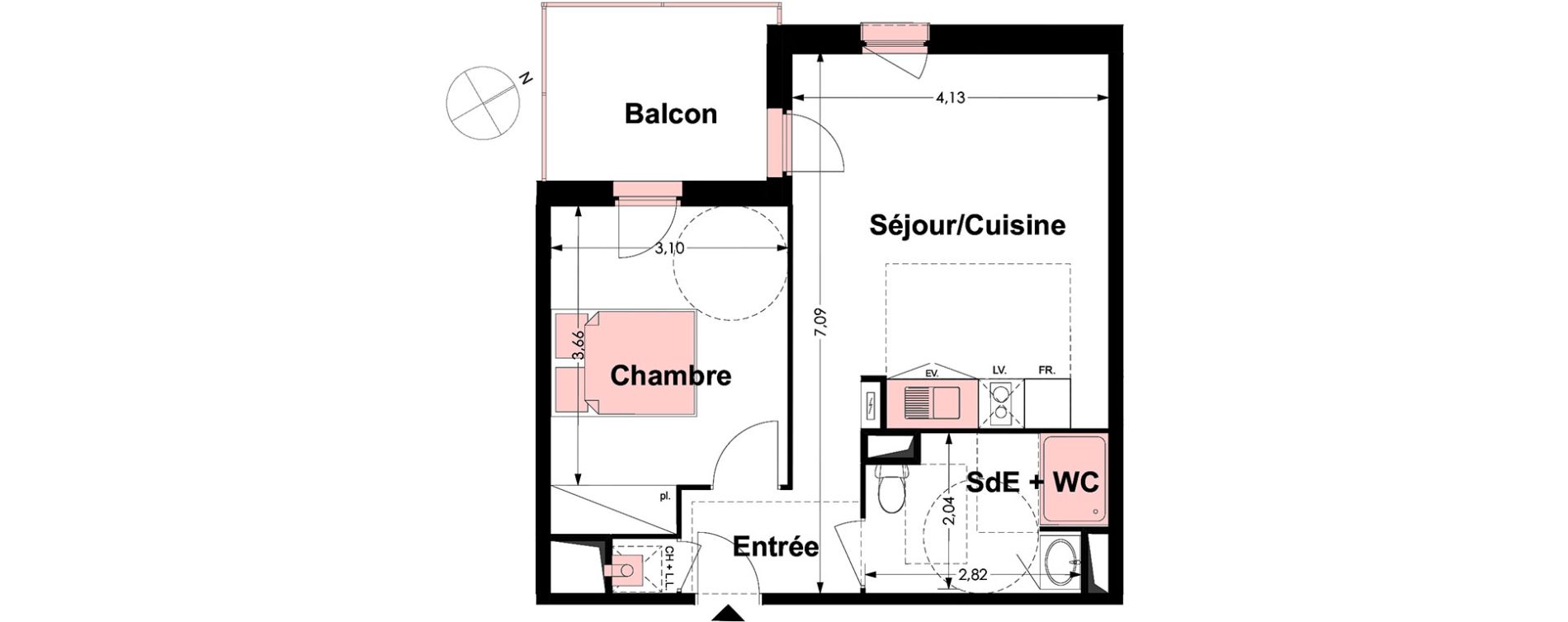 Appartement T2 de 43,09 m2 &agrave; Labarthe-Sur-L&egrave;ze Centre