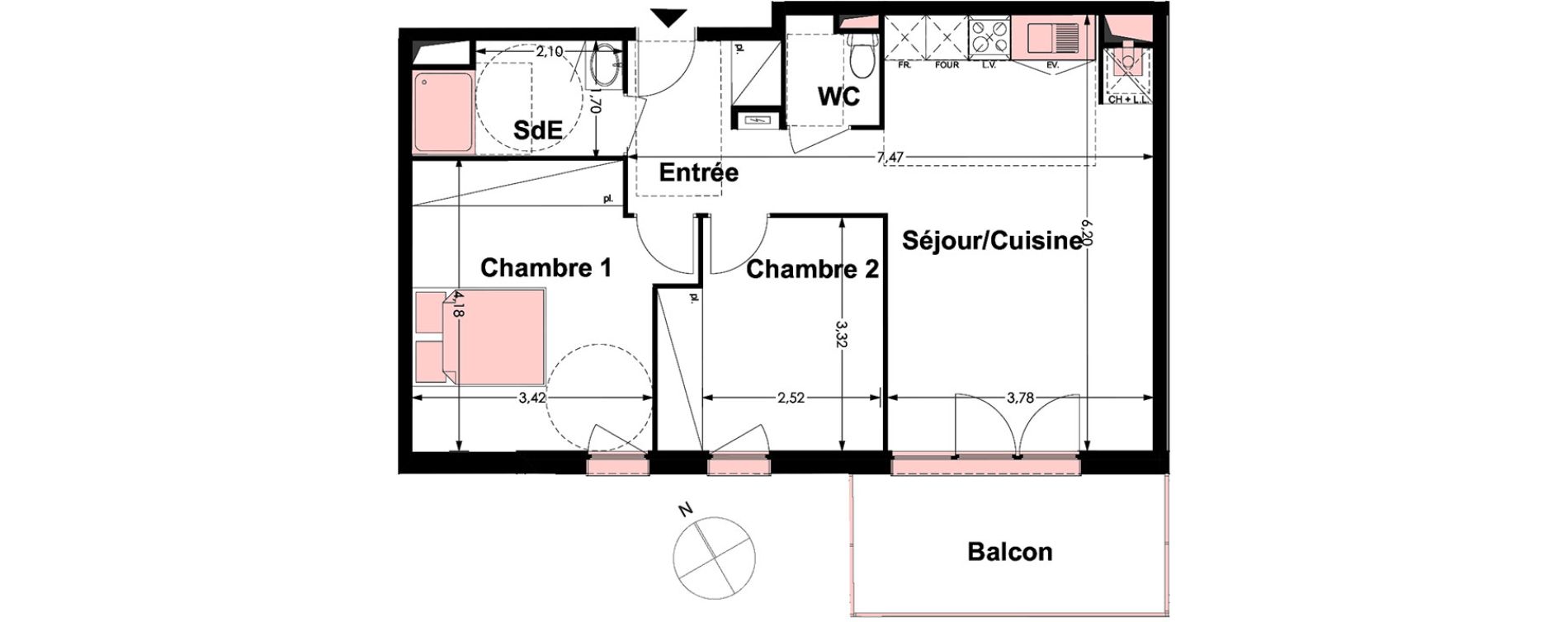 Appartement T3 de 61,19 m2 &agrave; Labarthe-Sur-L&egrave;ze Centre