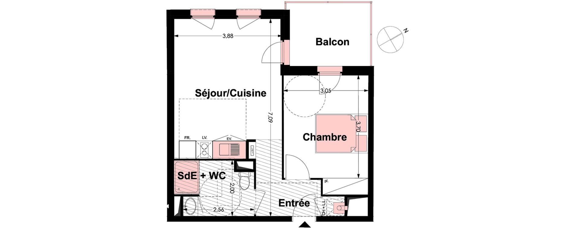 Appartement T2 de 41,11 m2 &agrave; Labarthe-Sur-L&egrave;ze Centre