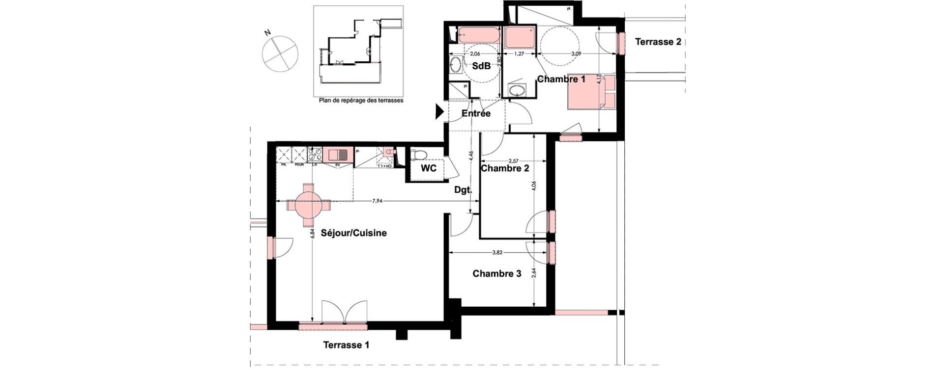 Appartement T4 de 97,75 m2 &agrave; Labarthe-Sur-L&egrave;ze Centre
