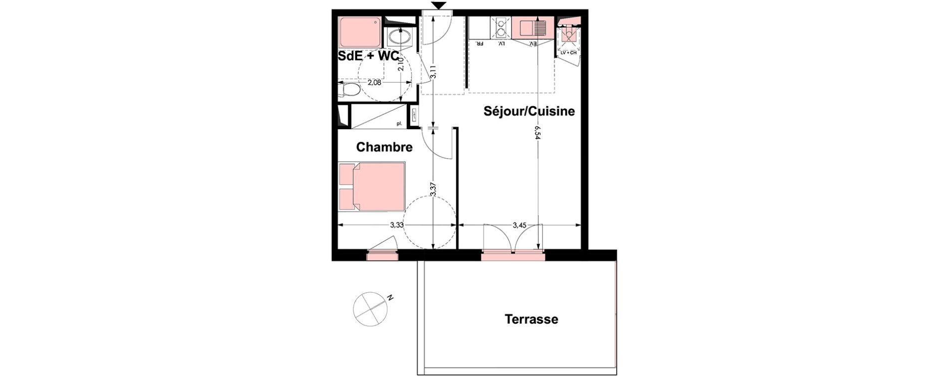 Appartement T2 de 42,97 m2 &agrave; Labarthe-Sur-L&egrave;ze Centre