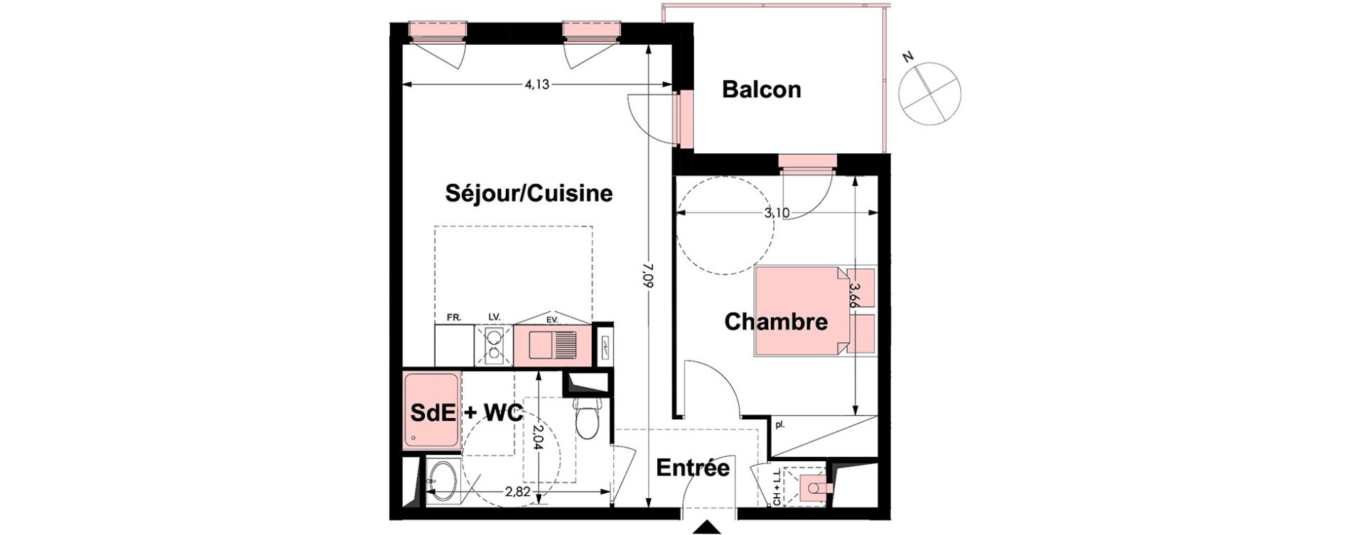 Appartement T2 de 43,09 m2 &agrave; Labarthe-Sur-L&egrave;ze Centre
