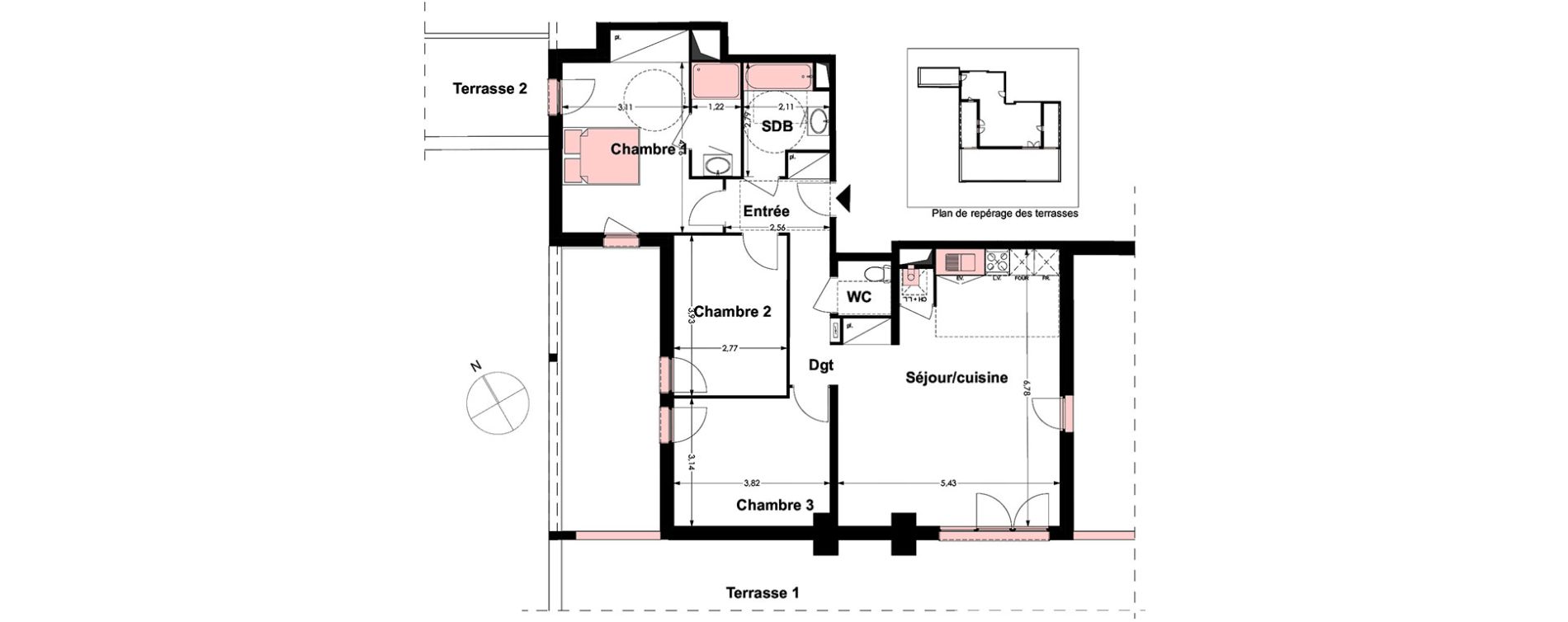 Appartement T4 de 90,17 m2 &agrave; Labarthe-Sur-L&egrave;ze Centre