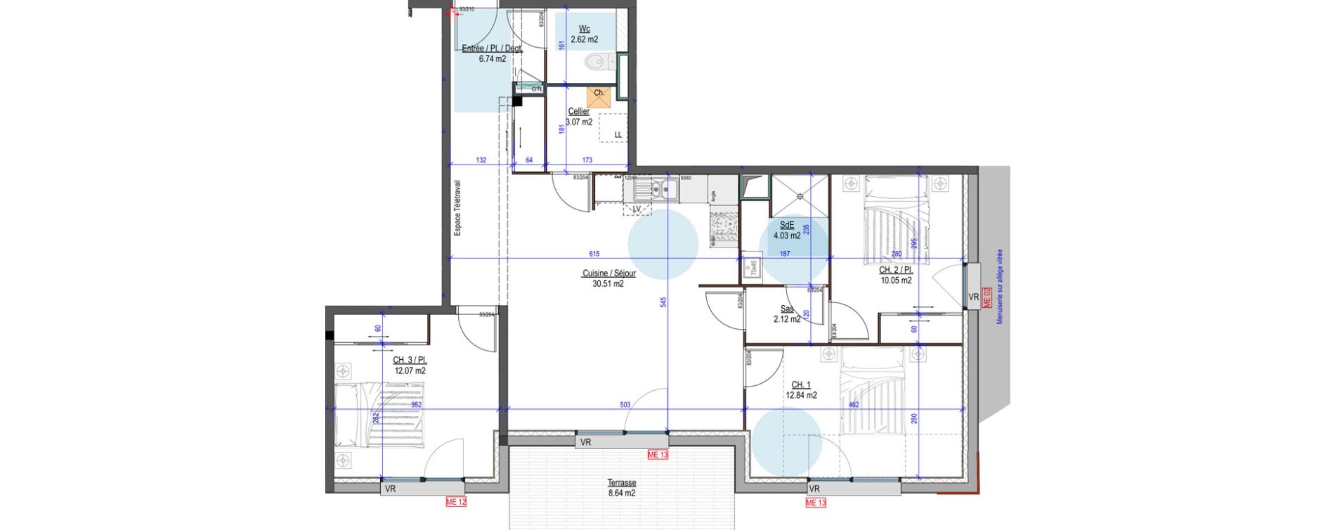 Appartement T4 de 84,05 m2 &agrave; Lab&egrave;ge Centre