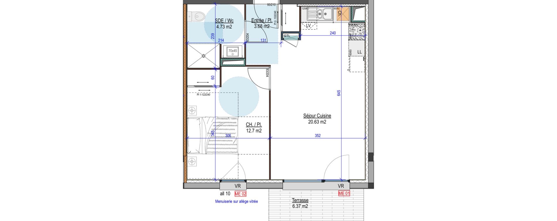 Appartement T2 de 41,74 m2 &agrave; Lab&egrave;ge Centre