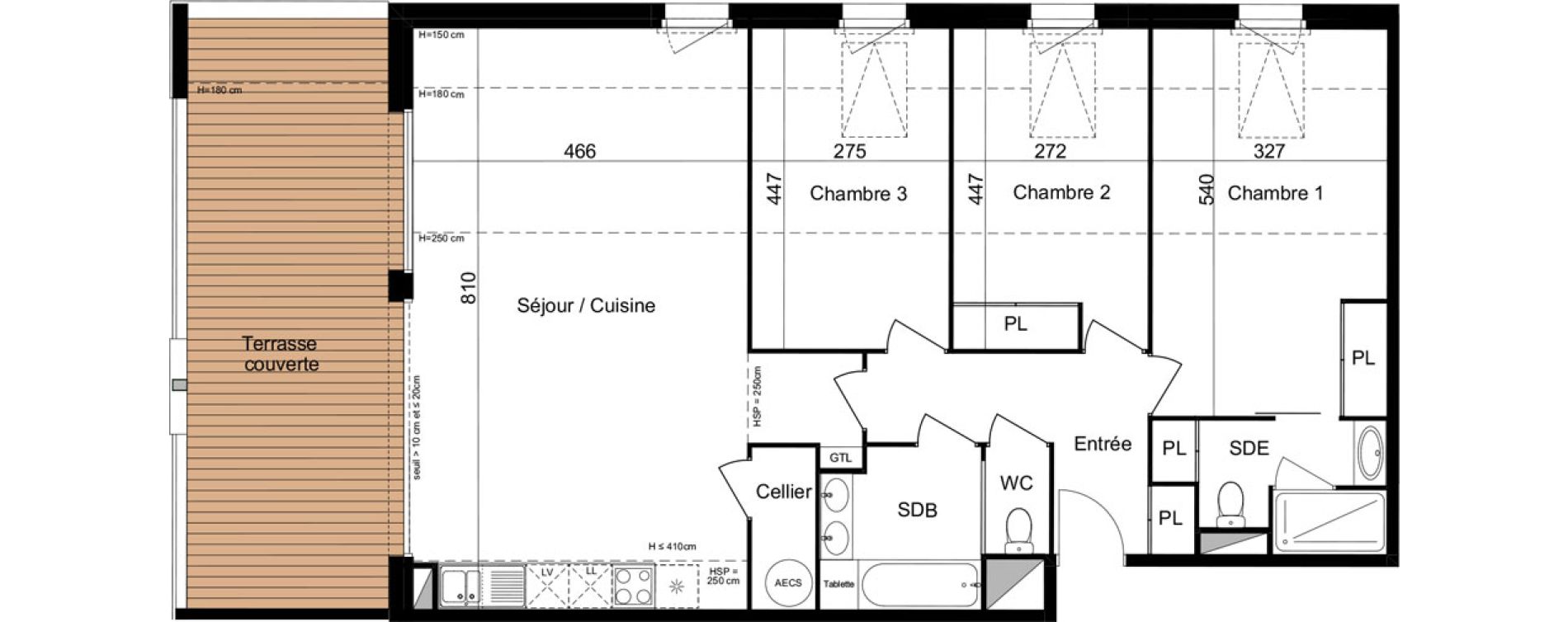 Appartement T4 de 92,92 m2 &agrave; Lab&egrave;ge Centre