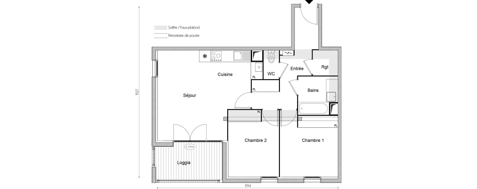 Appartement T3 de 62,50 m2 &agrave; Lacroix-Falgarde Centre