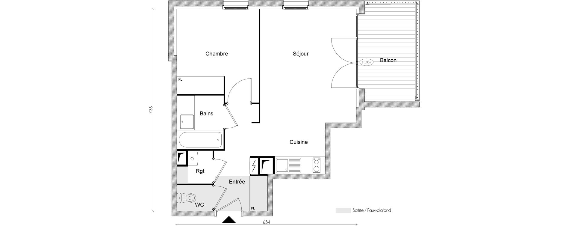 Appartement T2 de 40,05 m2 &agrave; Lacroix-Falgarde Centre