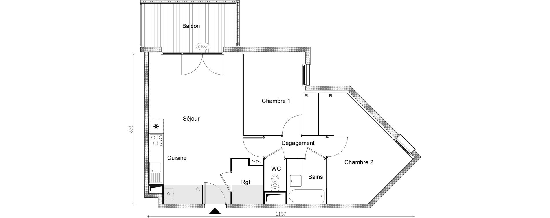 Appartement T3 de 59,07 m2 &agrave; Lacroix-Falgarde Centre