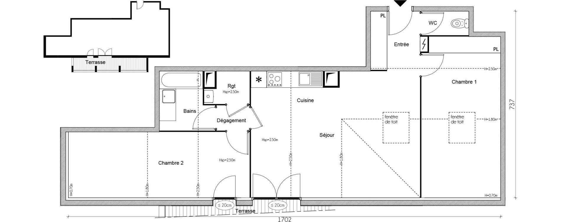 Appartement T3 de 59,85 m2 &agrave; Lacroix-Falgarde Centre