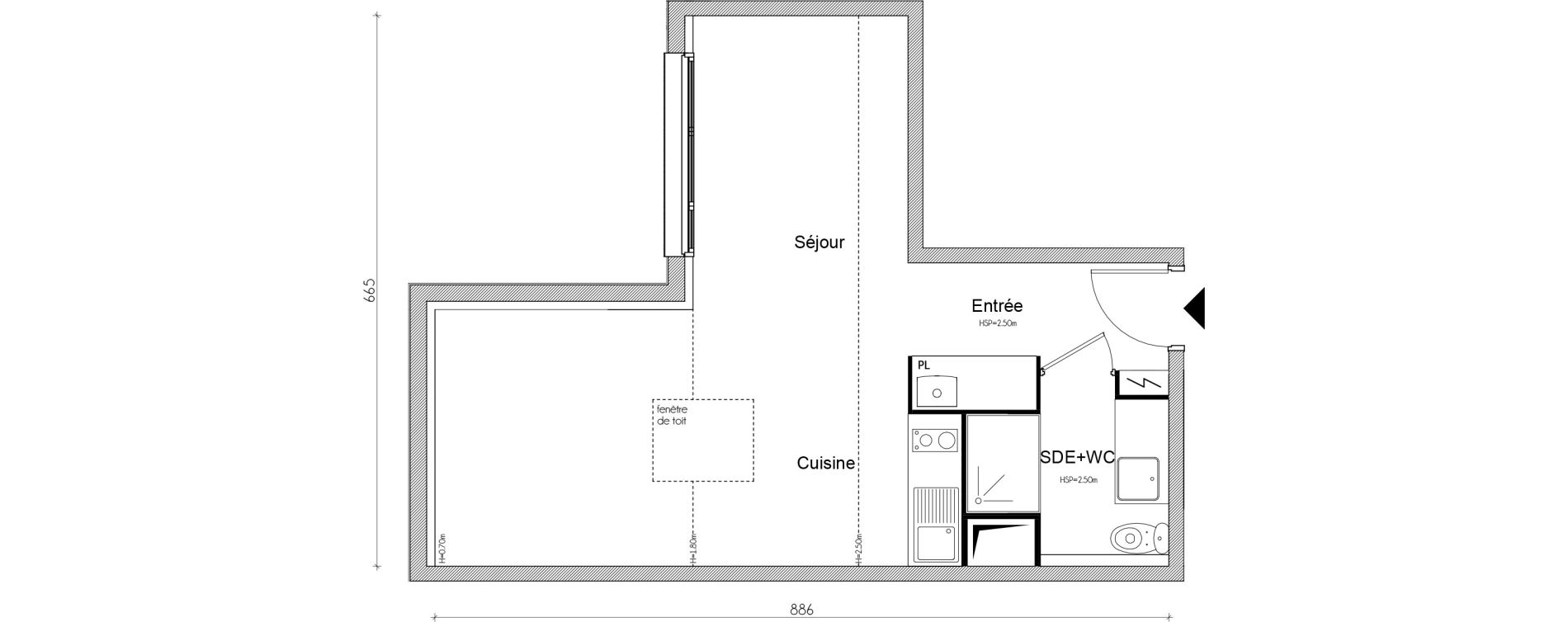 Appartement T1 de 28,21 m2 &agrave; Lacroix-Falgarde Centre