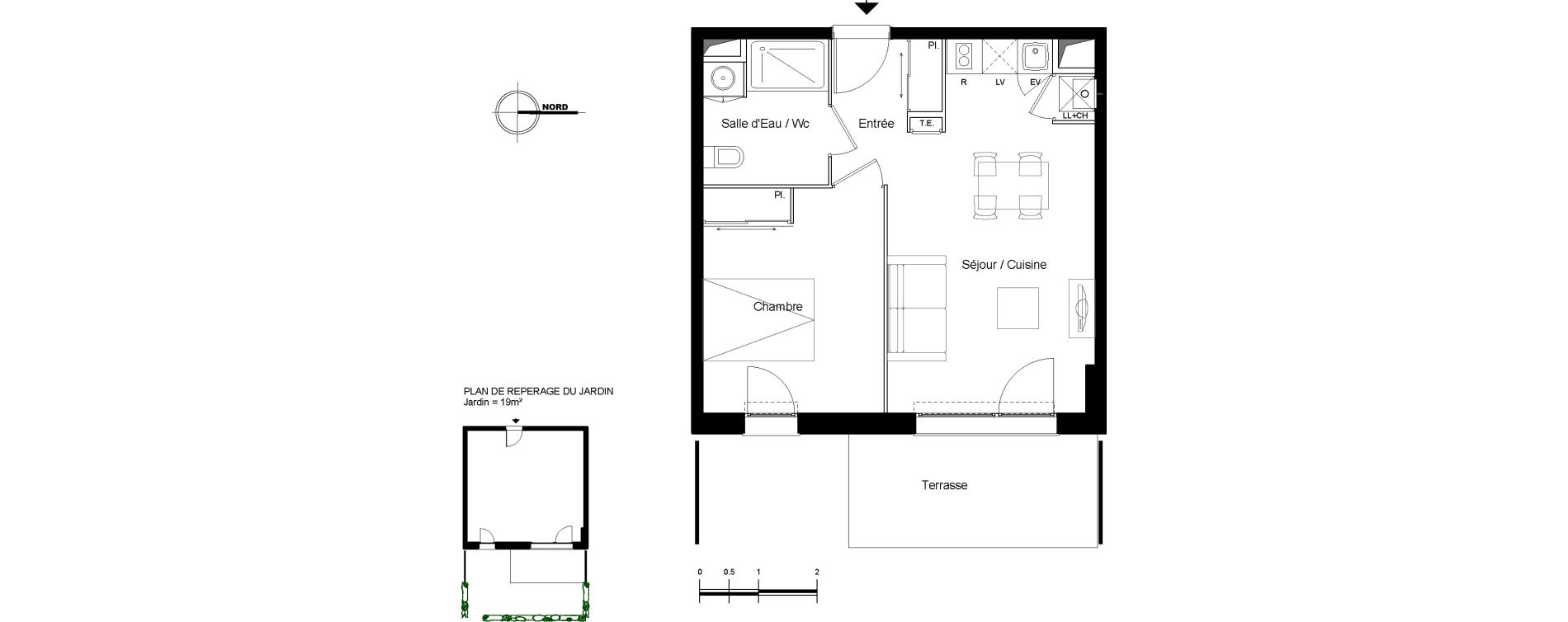 Appartement T2 de 41,28 m2 &agrave; Launaguet Centre