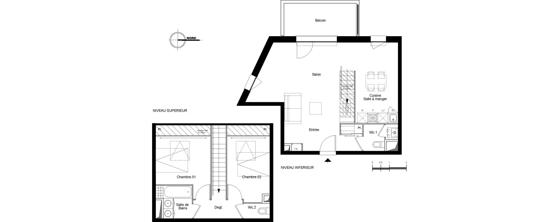 Duplex T3 de 72,64 m2 &agrave; Launaguet Centre
