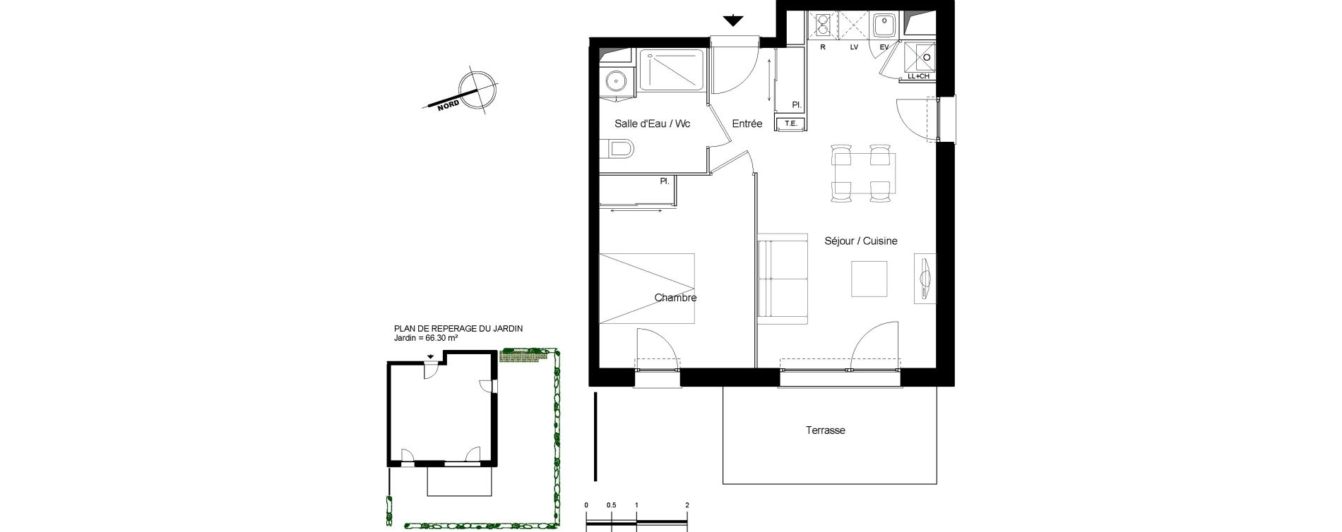 Appartement T2 de 43,34 m2 &agrave; Launaguet Centre