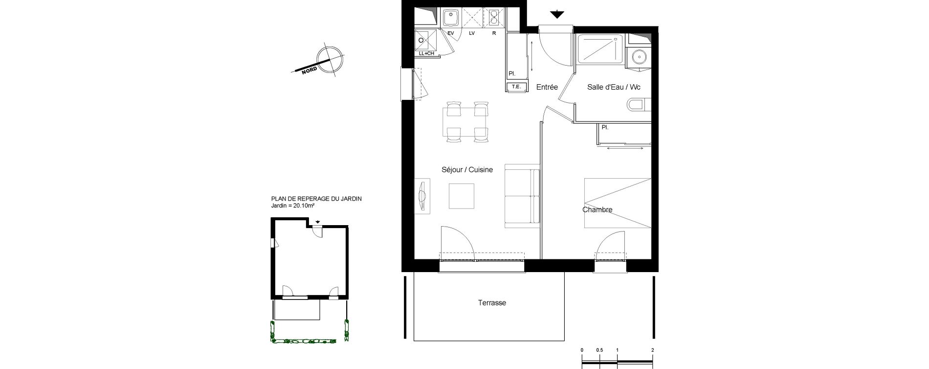 Appartement T2 de 43,34 m2 &agrave; Launaguet Centre