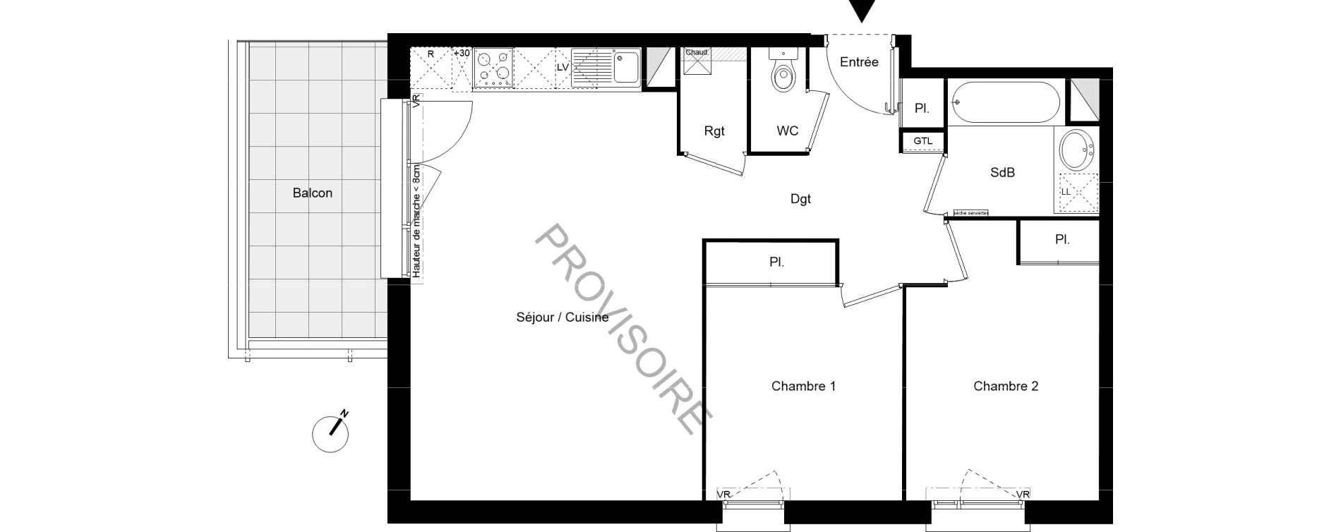 Appartement T3 de 62,10 m2 &agrave; Lespinasse Centre