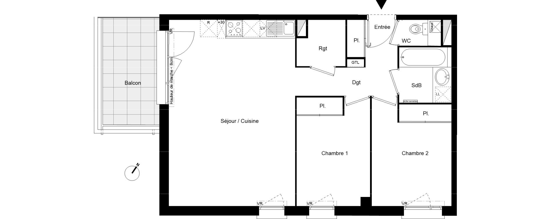 Appartement T3 de 63,31 m2 &agrave; Lespinasse Centre