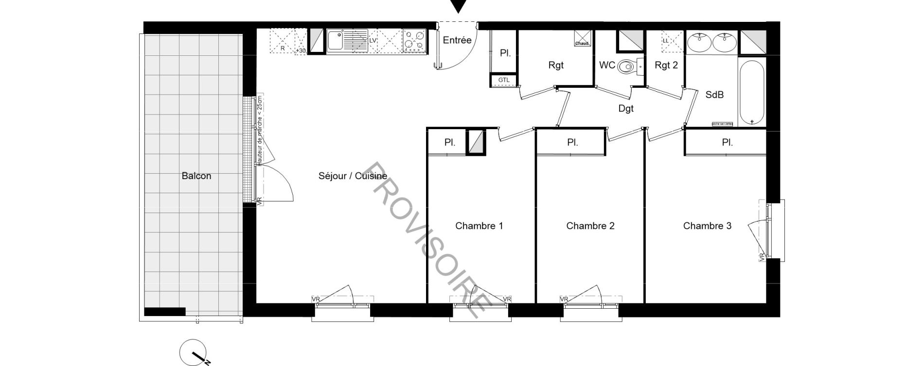 Appartement T4 de 79,67 m2 &agrave; Lespinasse Centre