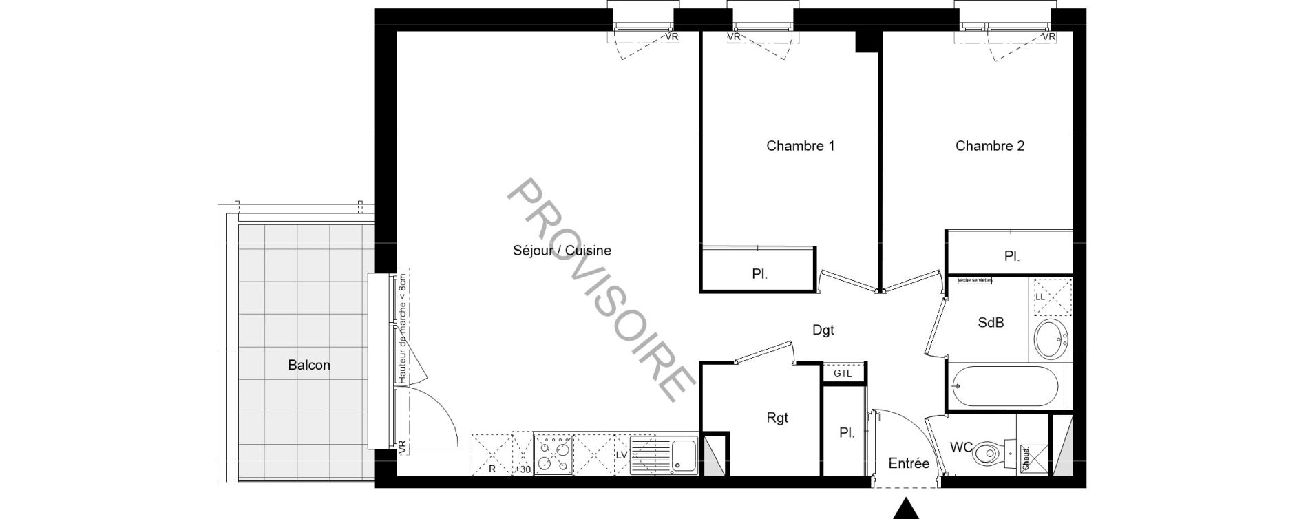 Appartement T3 de 63,31 m2 &agrave; Lespinasse Centre