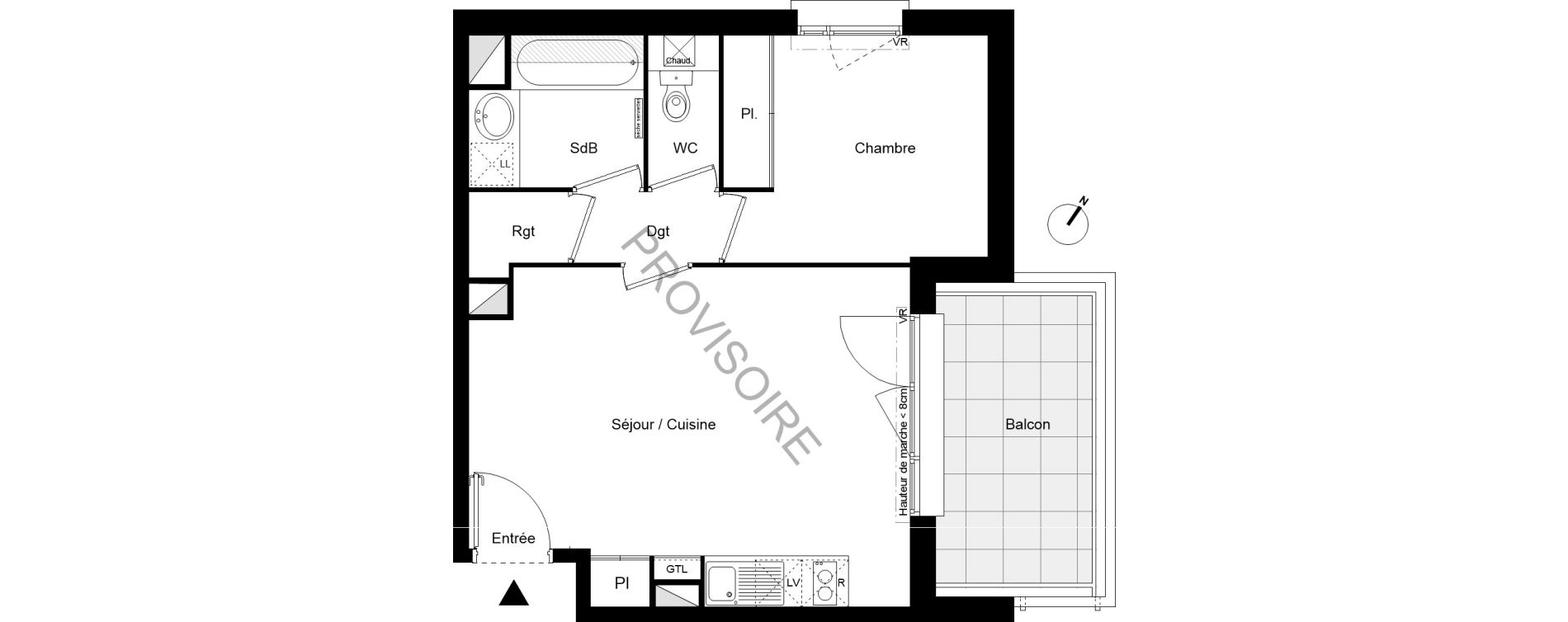 Appartement T2 de 41,45 m2 &agrave; Lespinasse Centre