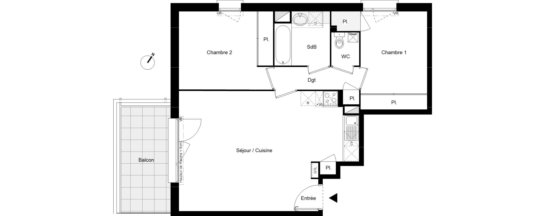 Appartement T3 de 64,66 m2 &agrave; Lespinasse Centre