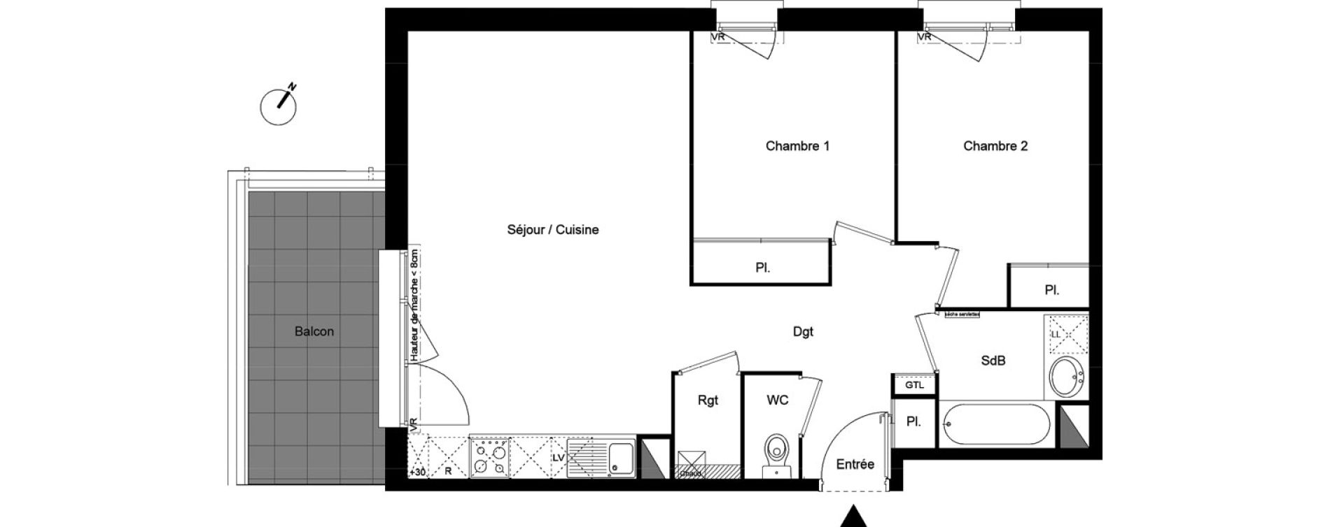 Appartement T3 de 62,10 m2 &agrave; Lespinasse Centre