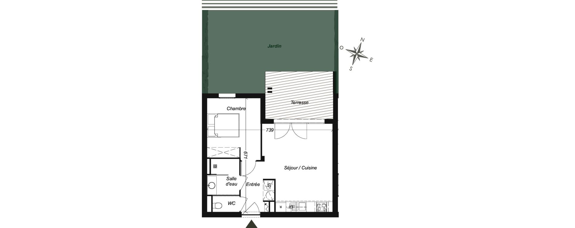 Appartement T2 de 41,50 m2 &agrave; Lespinasse Centre