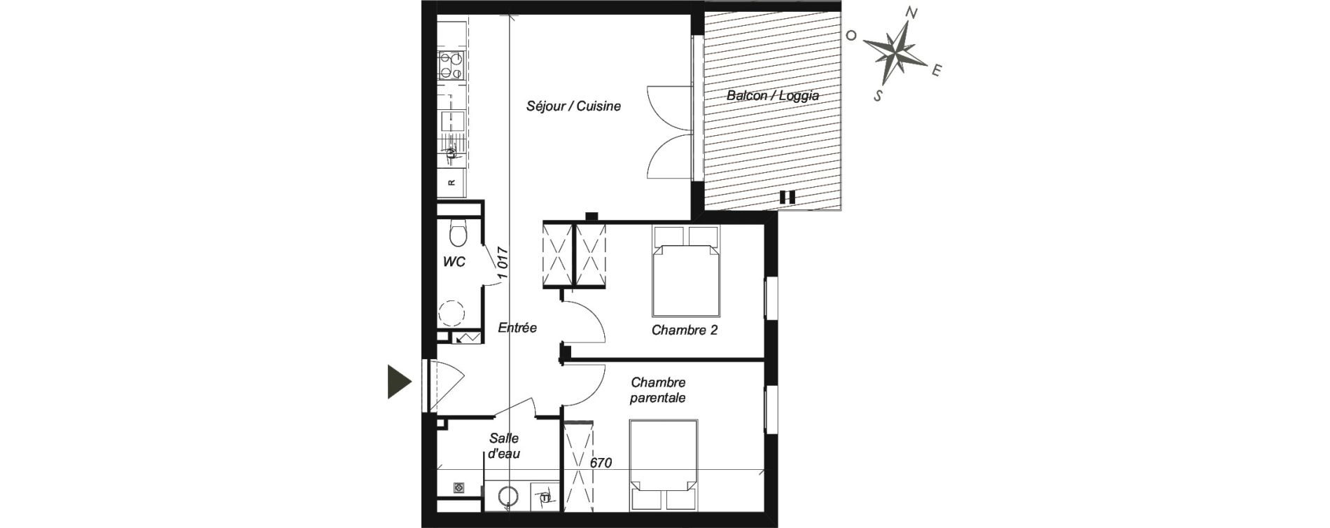 Appartement T3 de 60,00 m2 &agrave; Lespinasse Centre