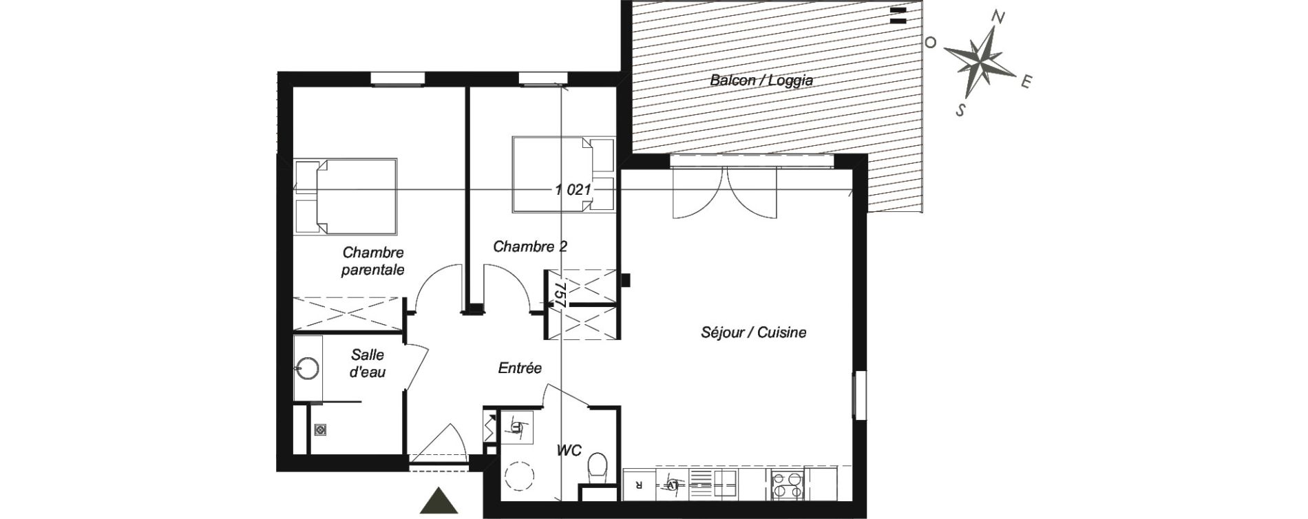 Appartement T3 de 64,00 m2 &agrave; Lespinasse Centre