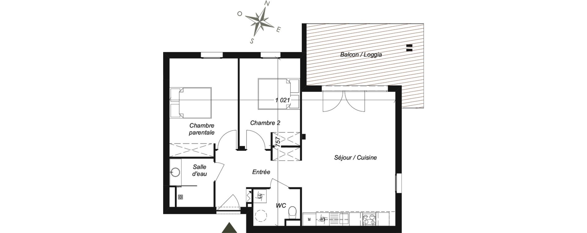 Appartement T3 de 64,00 m2 &agrave; Lespinasse Centre