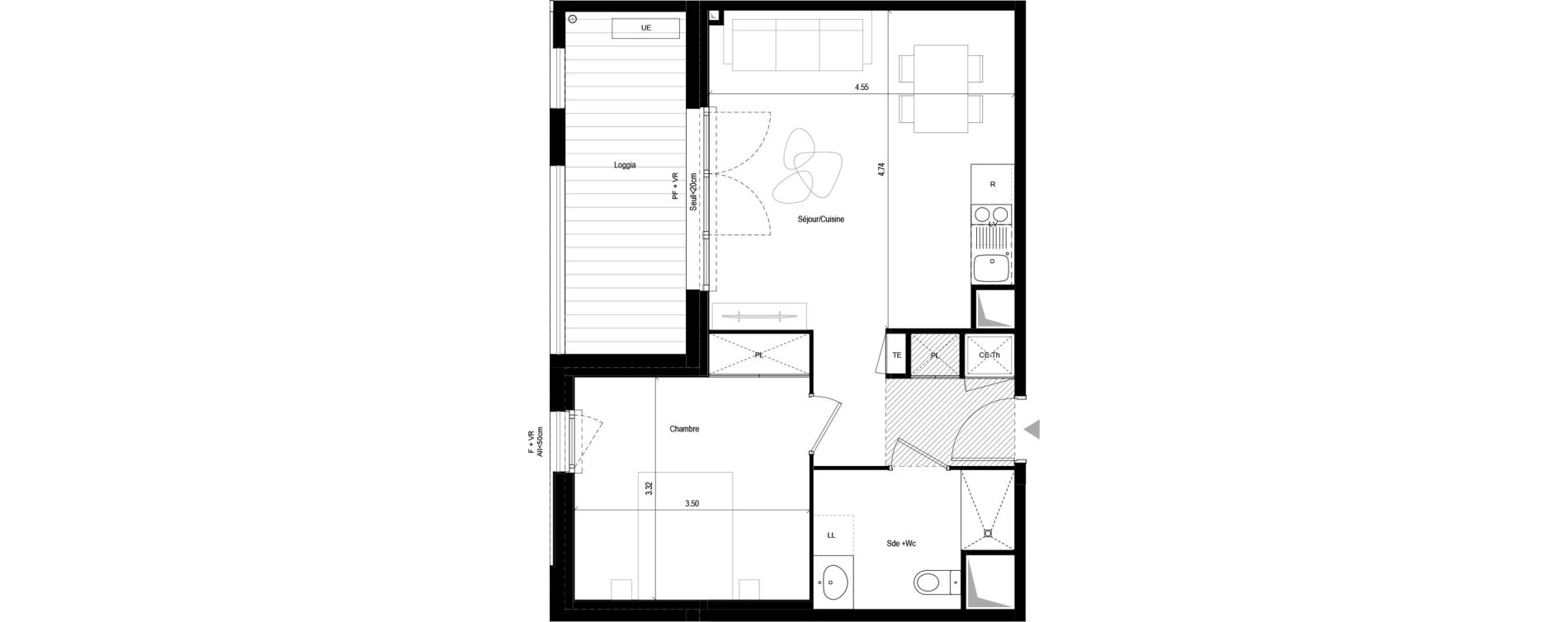 Appartement T2 de 45,00 m2 &agrave; L'Union Malbou