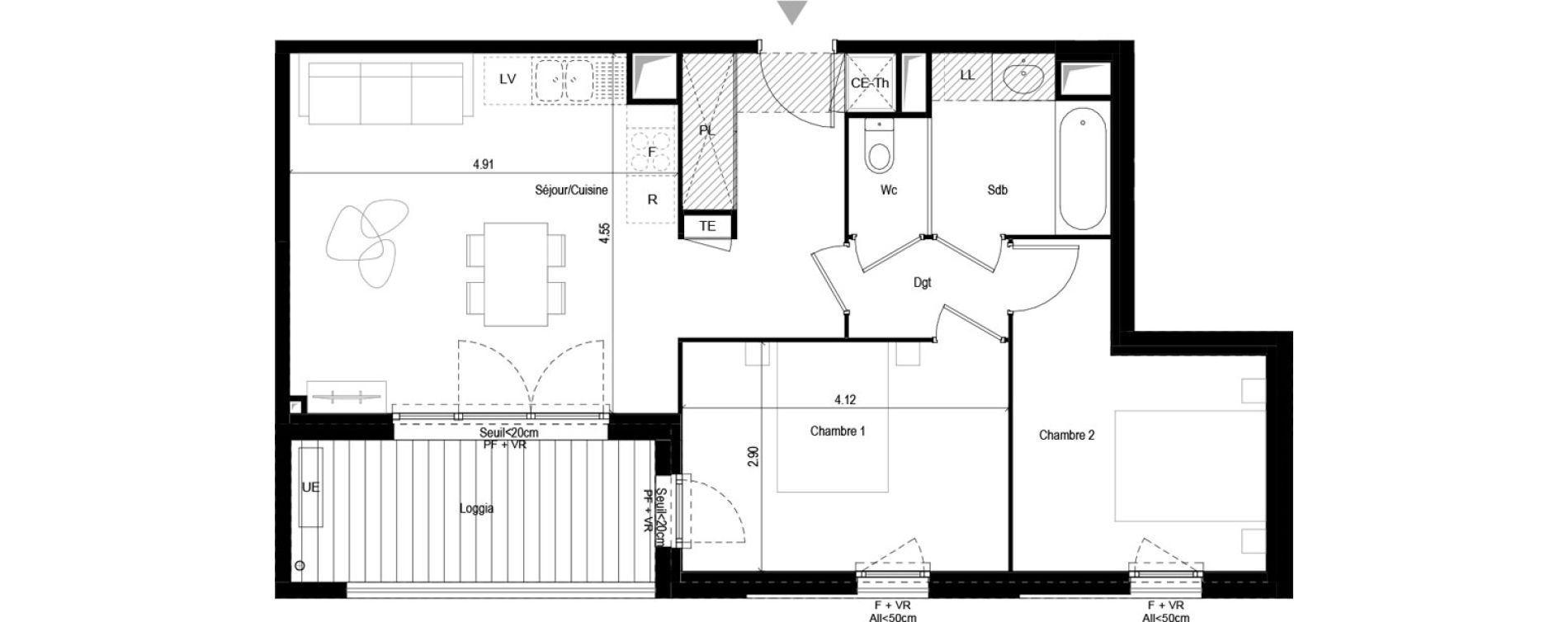 Appartement T3 de 60,40 m2 &agrave; L'Union Malbou