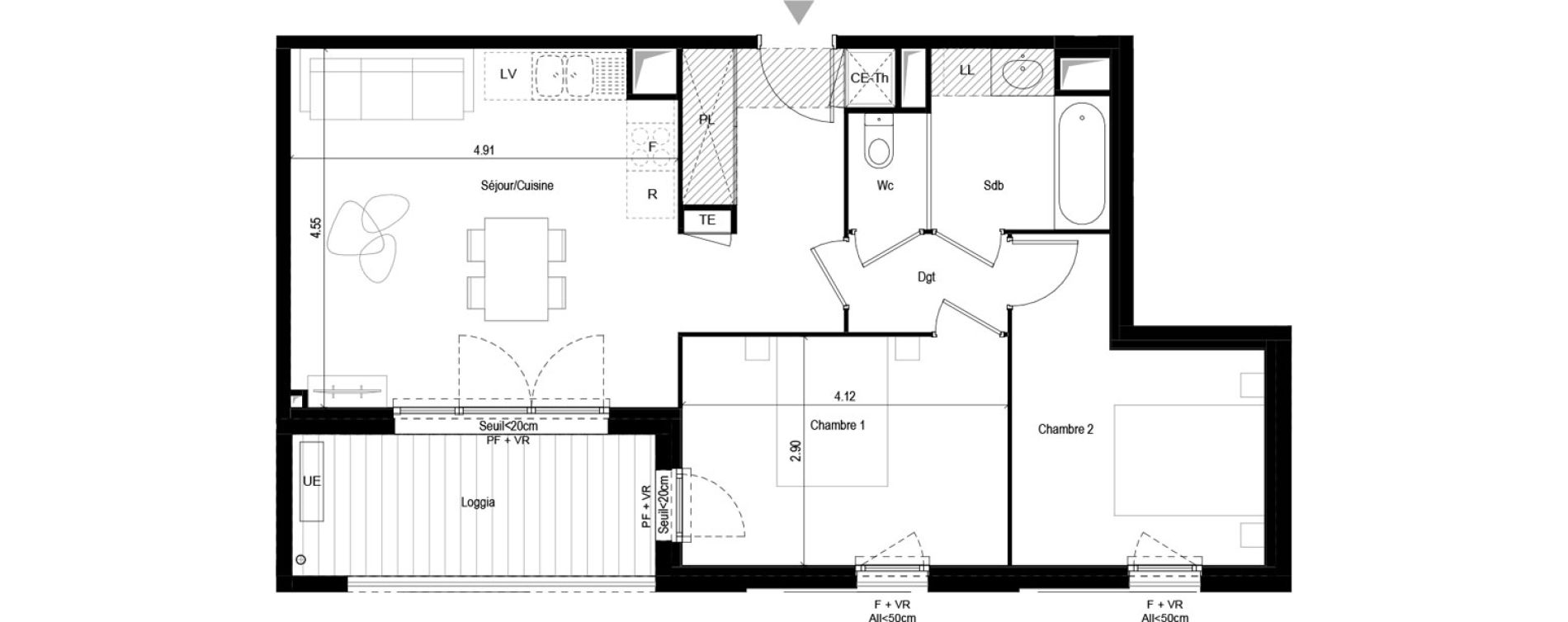 Appartement T3 de 60,40 m2 &agrave; L'Union Malbou