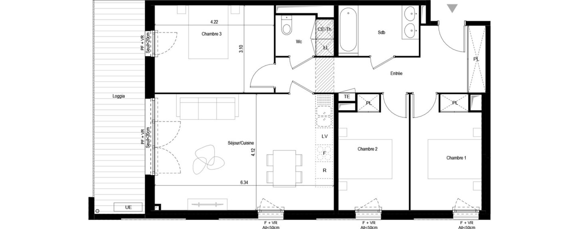 Appartement T4 de 79,00 m2 &agrave; L'Union Malbou