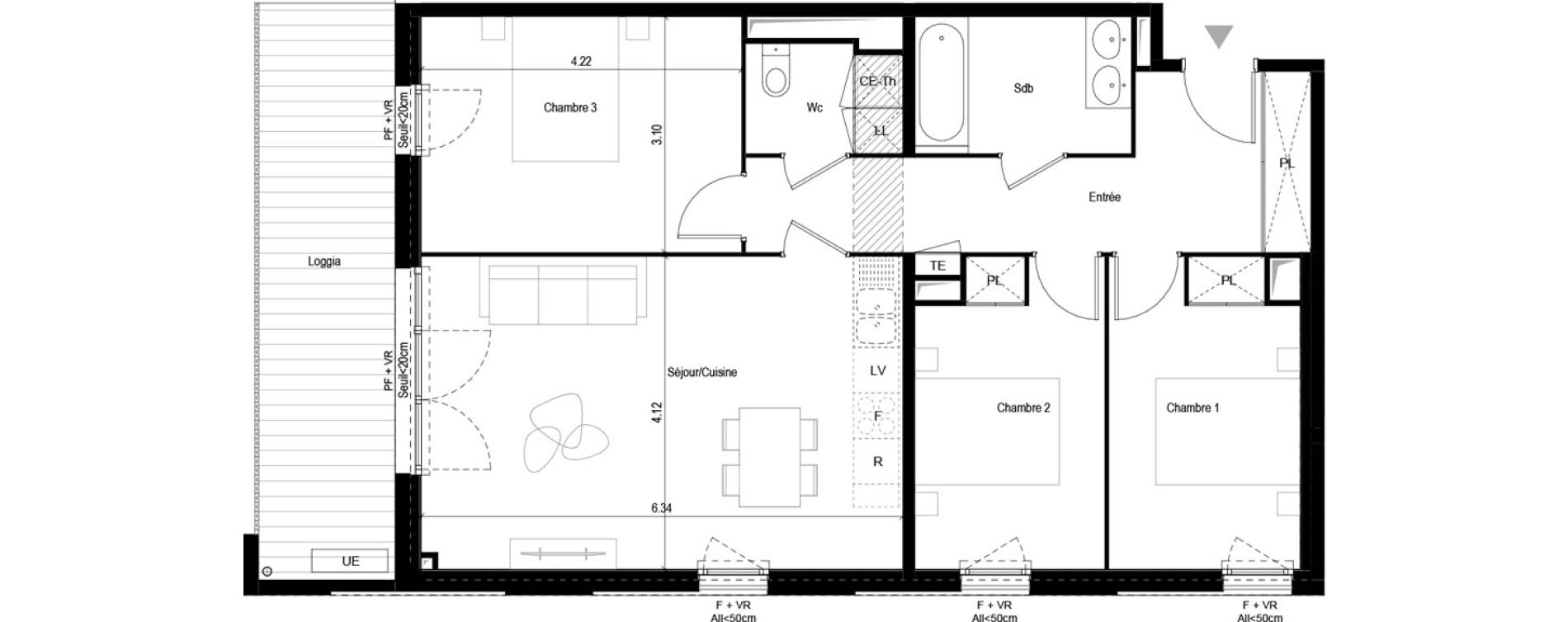 Appartement T4 de 79,00 m2 &agrave; L'Union Malbou