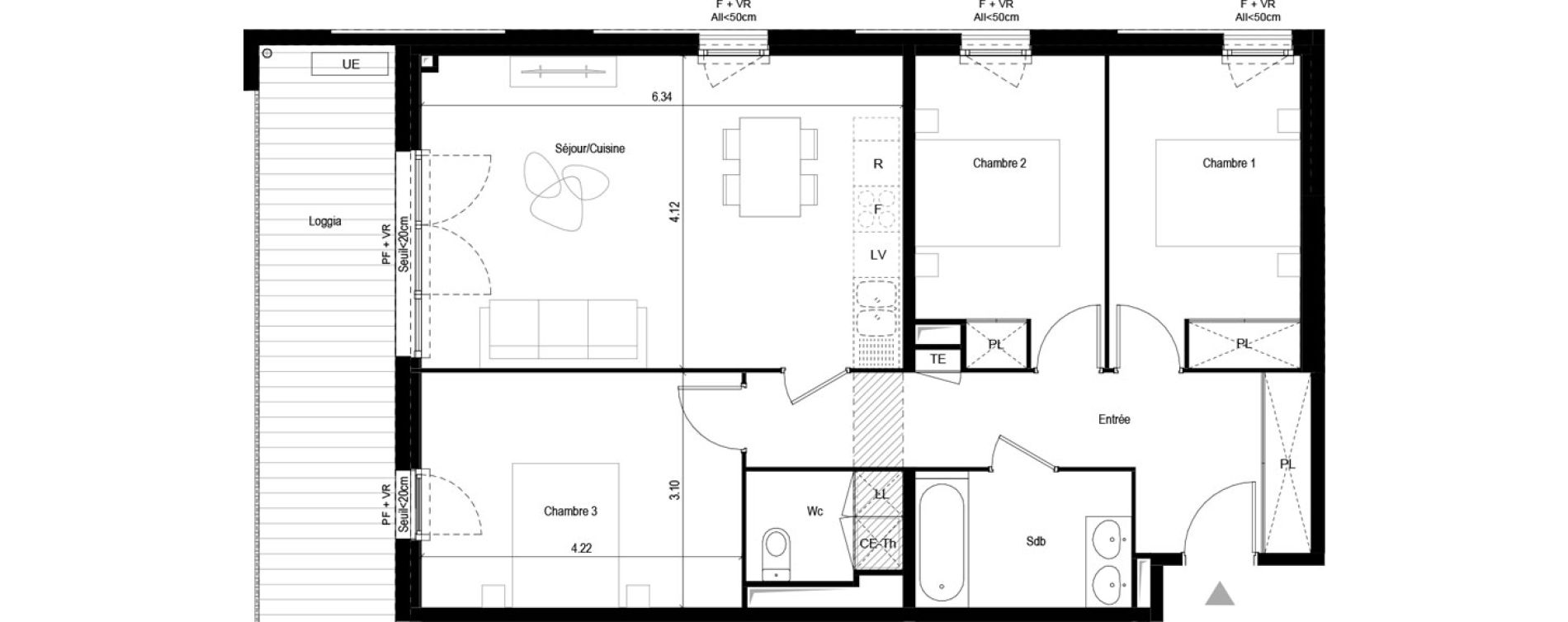 Appartement T4 de 79,30 m2 &agrave; L'Union Malbou