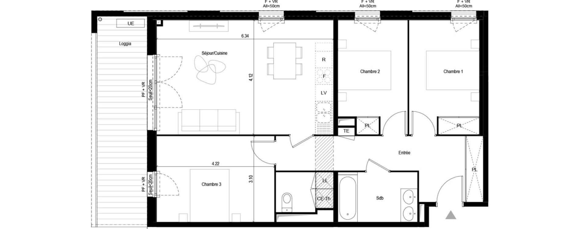 Appartement T4 de 79,30 m2 &agrave; L'Union Malbou