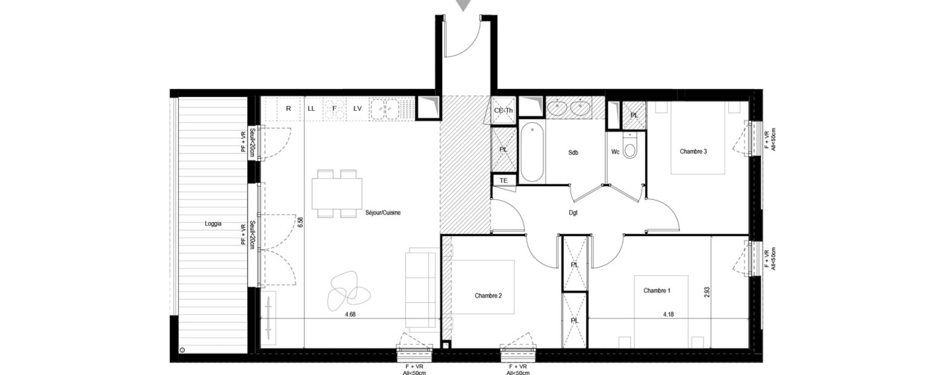 Appartement T4 de 82,25 m2 &agrave; L'Union Malbou