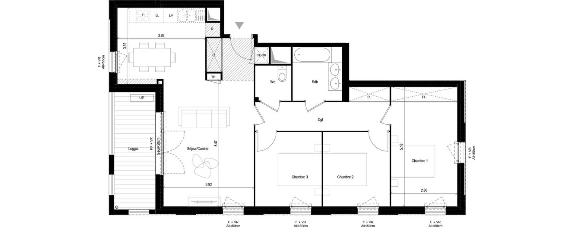 Appartement T4 de 87,55 m2 &agrave; L'Union Malbou