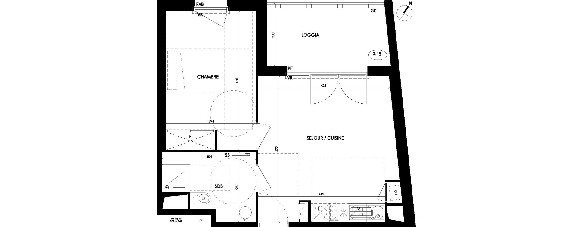 Appartement T2 de 39,40 m2 &agrave; L'Union Centre