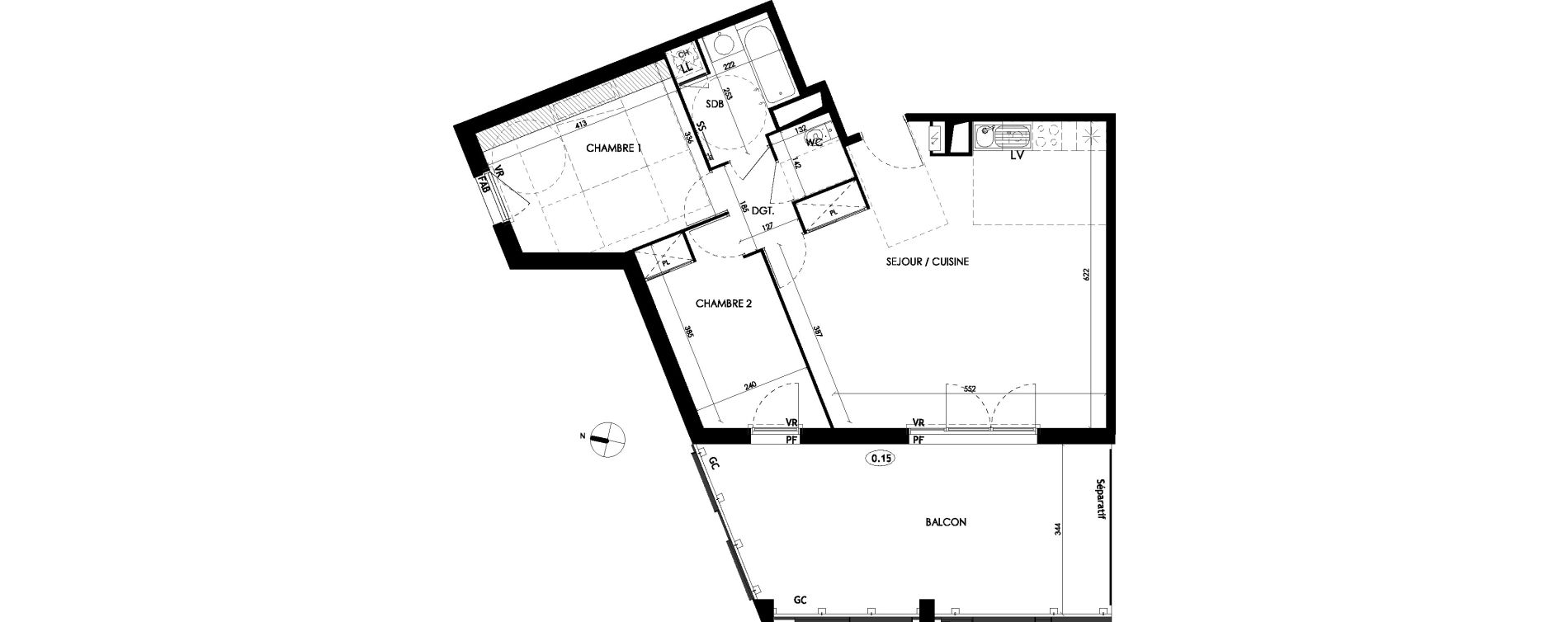 Appartement T3 de 68,90 m2 &agrave; L'Union Centre