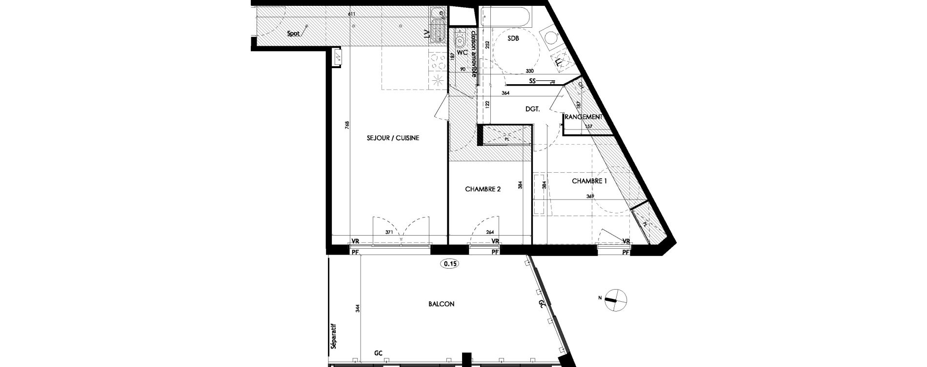 Appartement T3 de 68,80 m2 &agrave; L'Union Centre