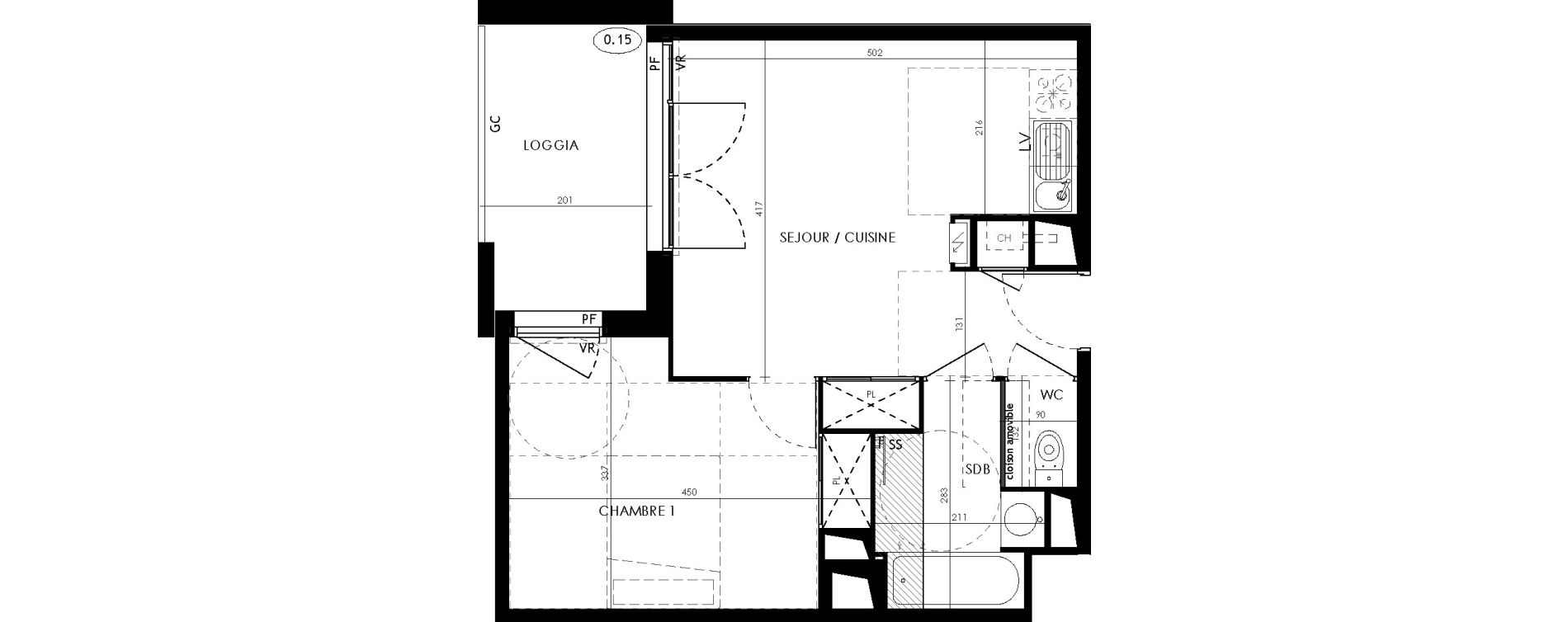 Appartement T2 de 39,50 m2 &agrave; L'Union Centre