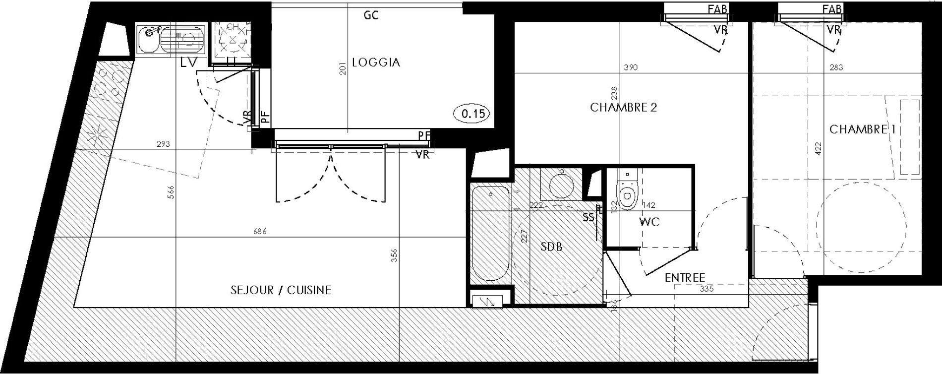 Appartement T3 de 66,50 m2 &agrave; L'Union Centre