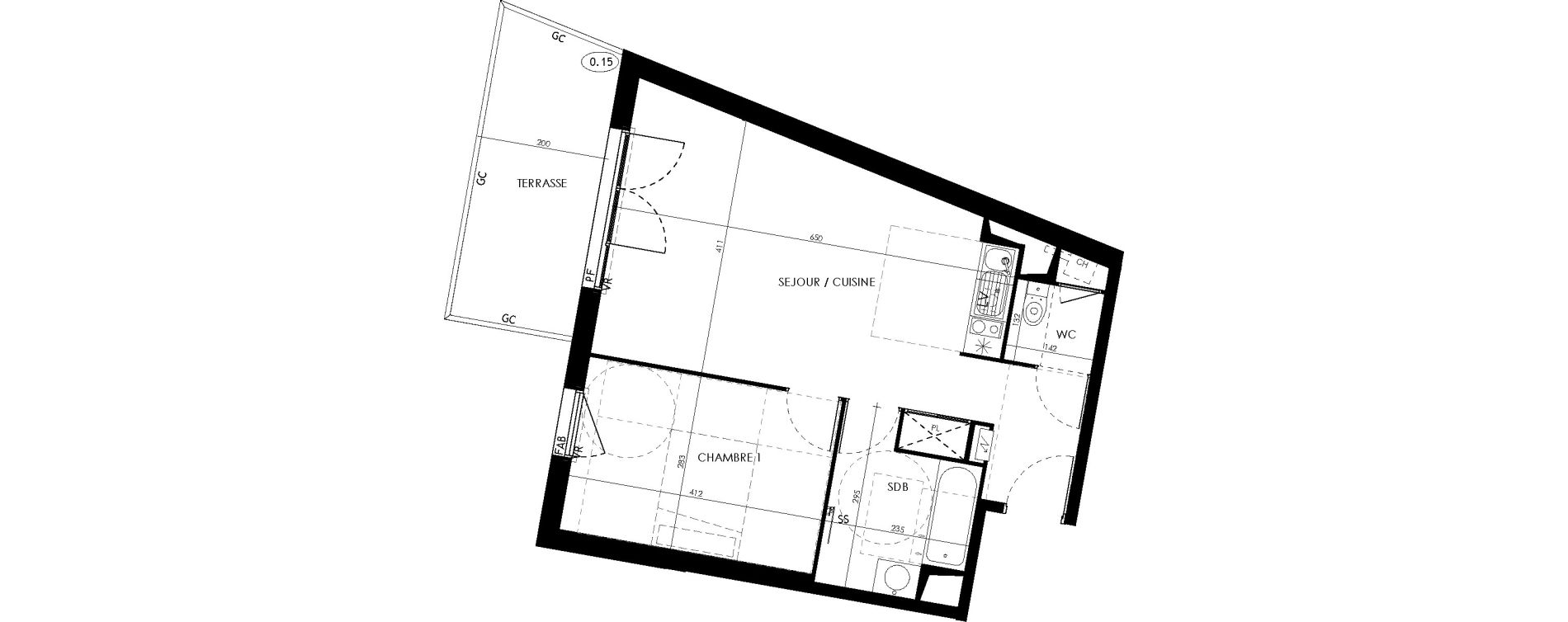 Appartement T2 de 47,80 m2 &agrave; L'Union Centre