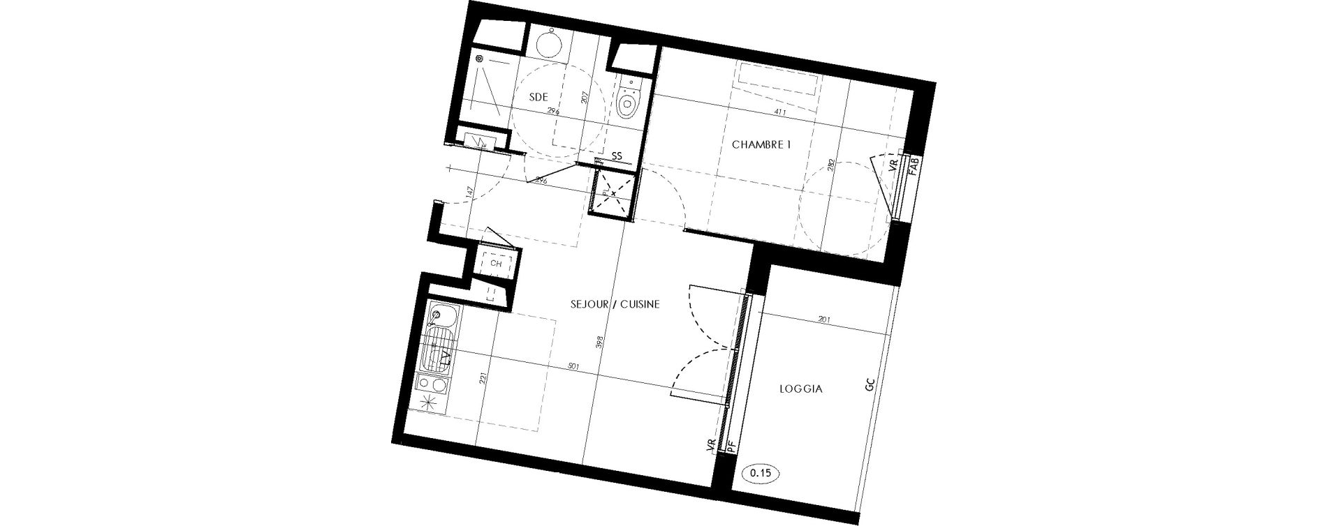 Appartement T2 de 37,60 m2 &agrave; L'Union Centre