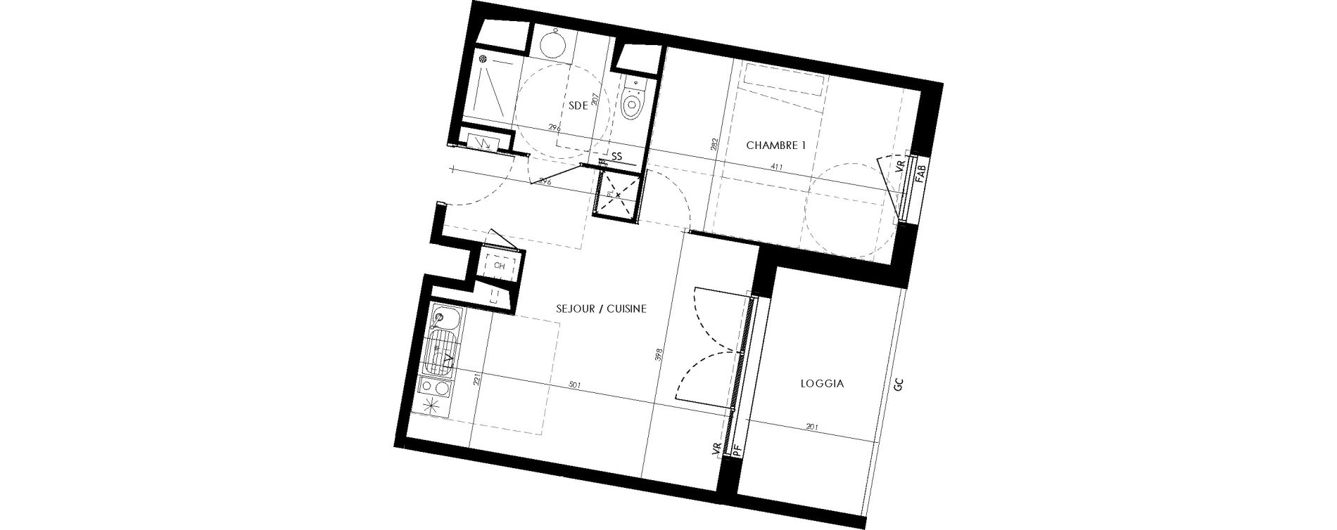 Appartement T2 de 37,60 m2 &agrave; L'Union Centre