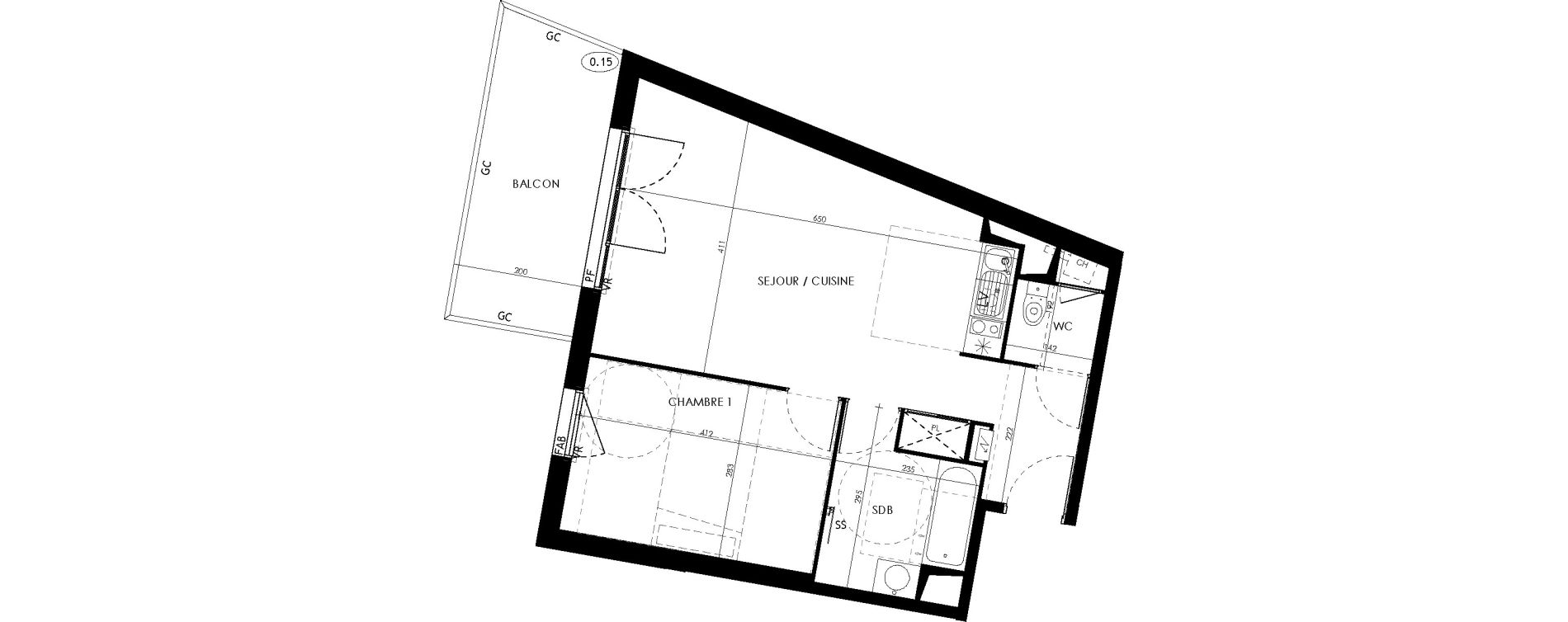 Appartement T2 de 47,80 m2 &agrave; L'Union Centre