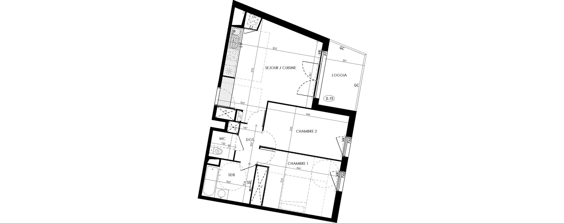 Appartement T3 de 58,40 m2 &agrave; L'Union Centre